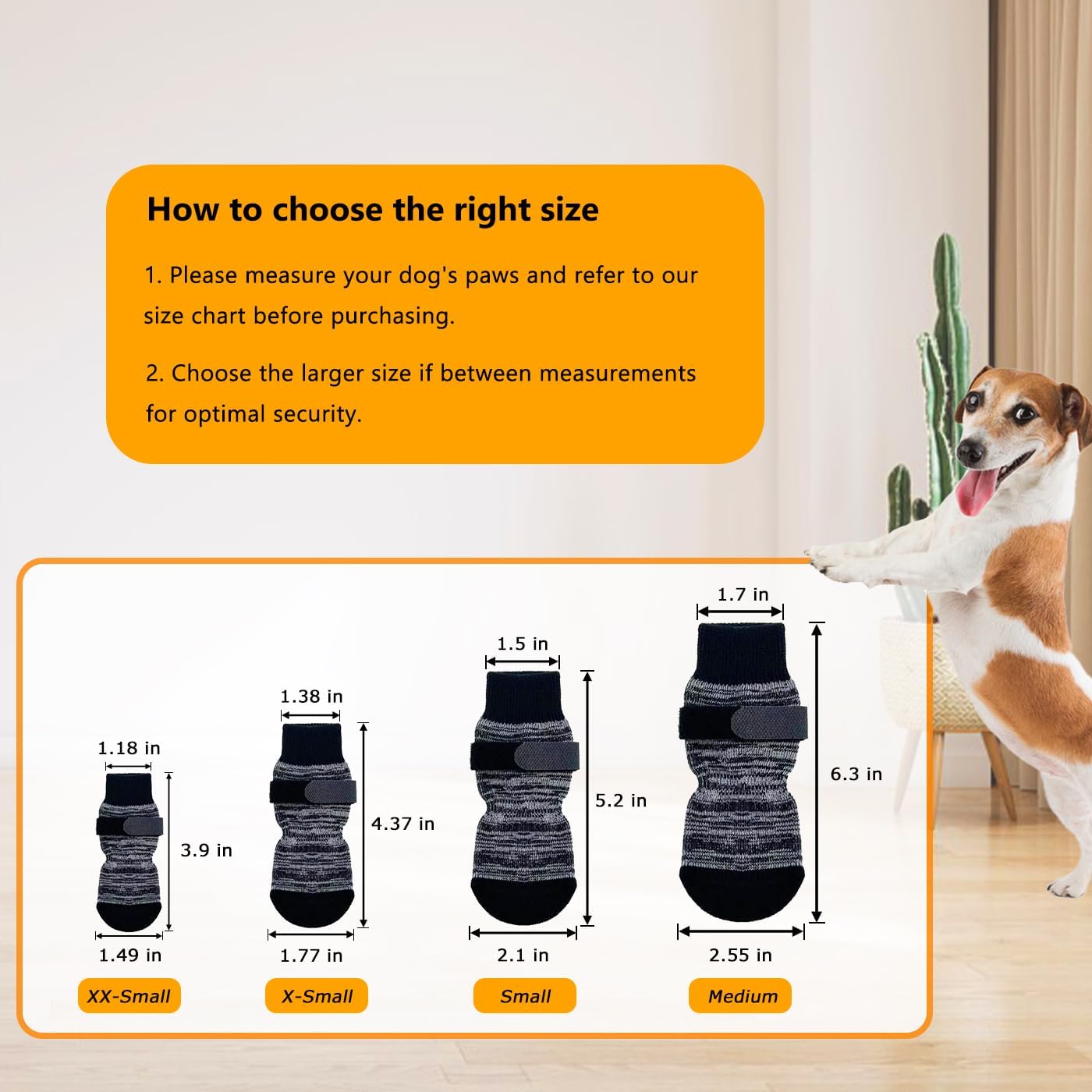 Dog Socks 12 Pack to Prevent Licking Paws, Anti Slip Dog Booties and Paw Protectors for Hardwood Floors Hot Pavement, Suitable for Small Medium Large Senior Dogs - Size Medium