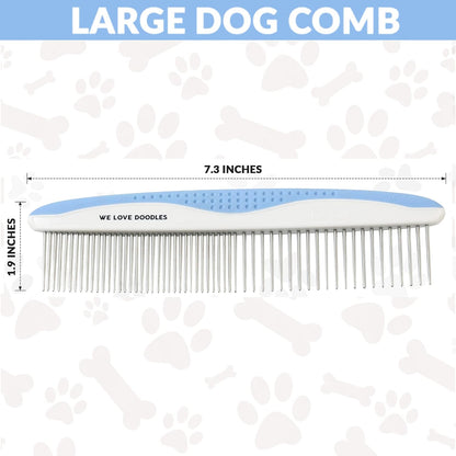 Metal Dog Combs for Grooming Matting, Doodle Brush, Dematting Pet Comb, Grooming Tools, Detangler Brush, Dematting Tools for Dogs, 2 Pack
