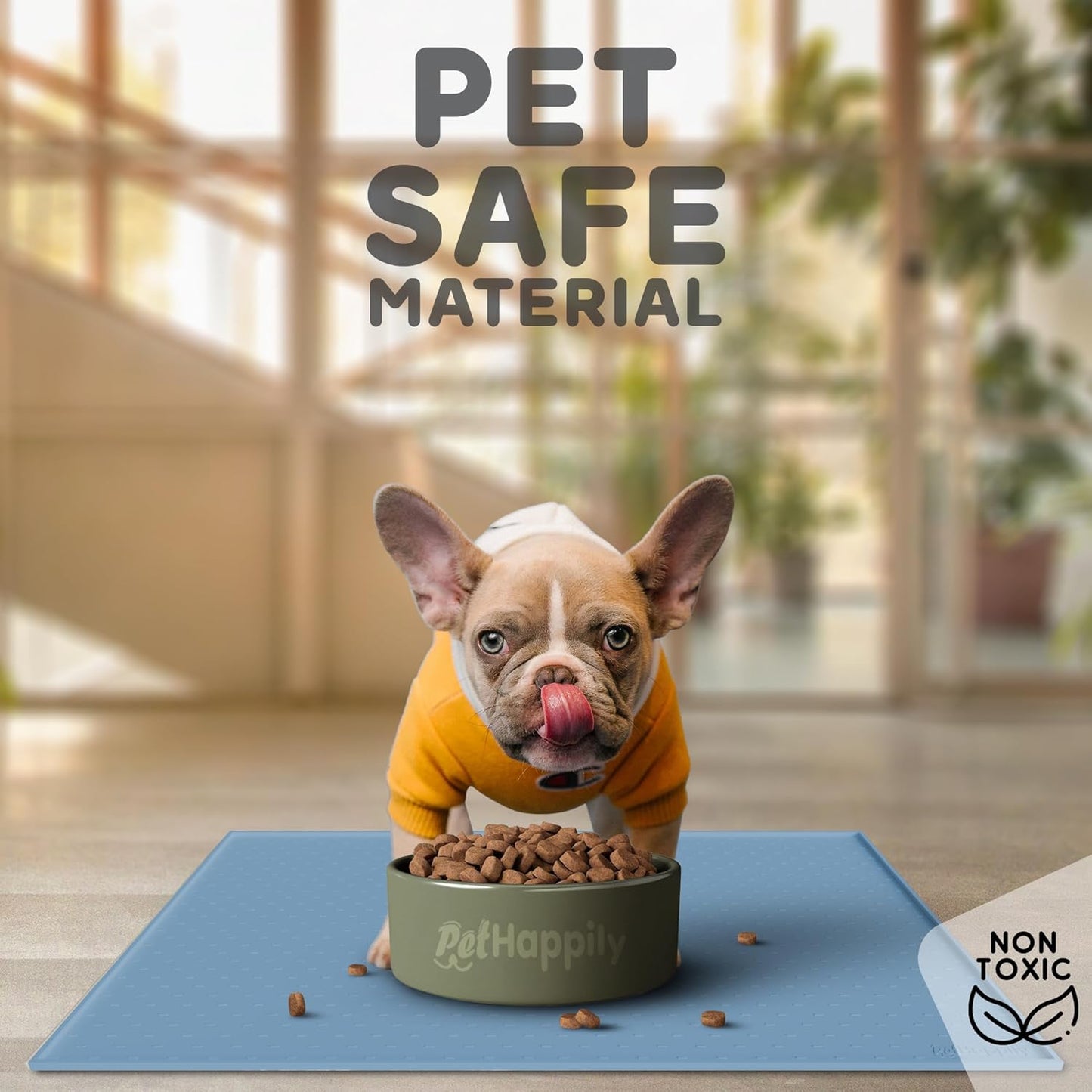 Dog Food Mat - Raised Edges Dogs Mat for Food and Water Prevent Spill, Waterproof Cat Food Mats Protect Floors, Easy Clean Dog Bowl Mats for Food and Water, Silicone Pet Feeding Placemats