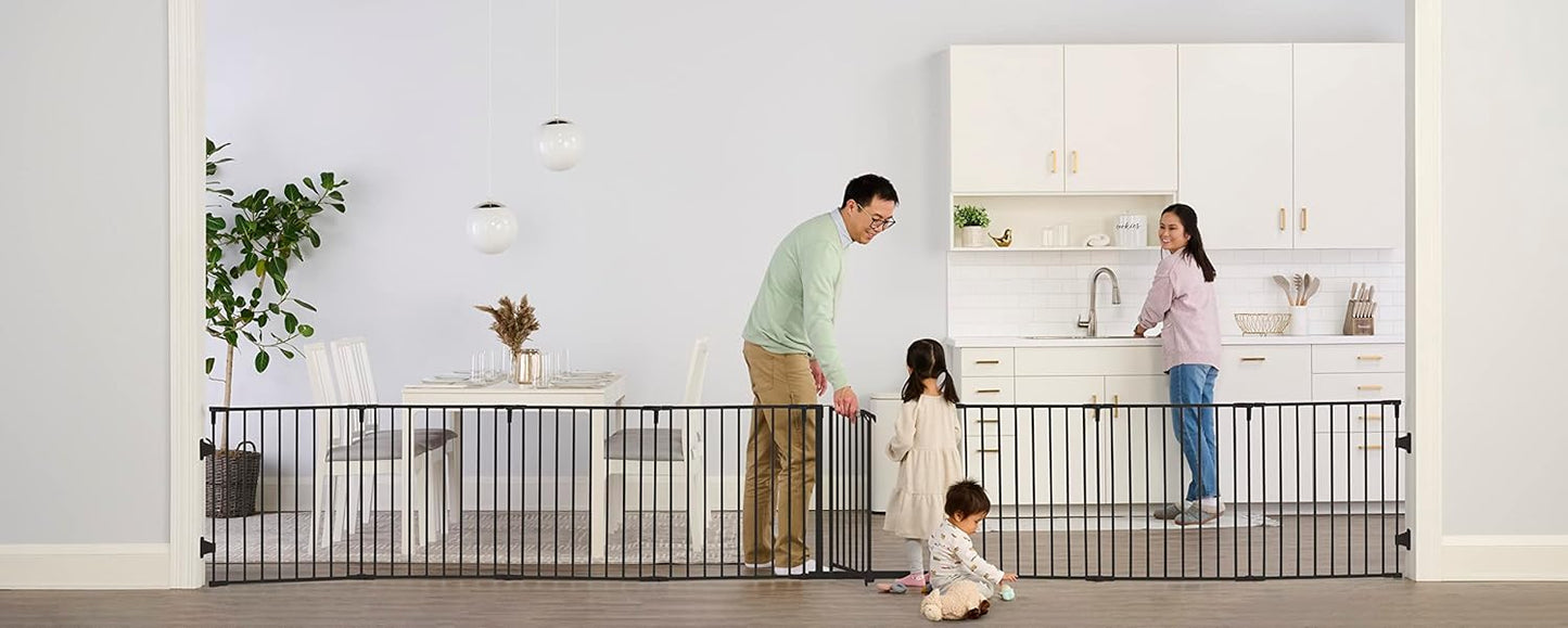 Regalo Safety 28"-76” Super Wide Configurable Baby Gate for Doorways & Open Spaces, 3-Panel Wall Mounted Safety Gate with Door for Babies, Toddlers & Pets, Includes Wall Mount Hardware
