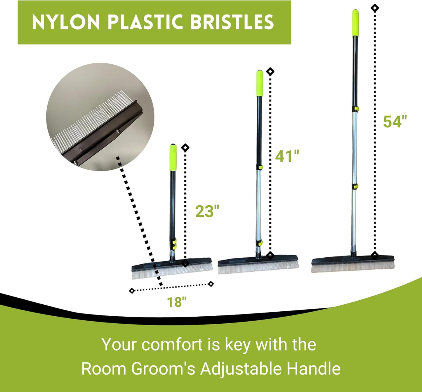 Small Room Groom Carpet Rake, 11" Handle, Portable Carpet Brush for Pet Hair, High Pile Rugs, Stairs, Furniture & Artificial Turf, Compact Groomer Tool