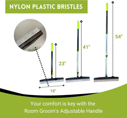 Small Room Groom Carpet Rake, 11" Handle, Portable Carpet Brush for Pet Hair, High Pile Rugs, Stairs, Furniture & Artificial Turf, Compact Groomer Tool