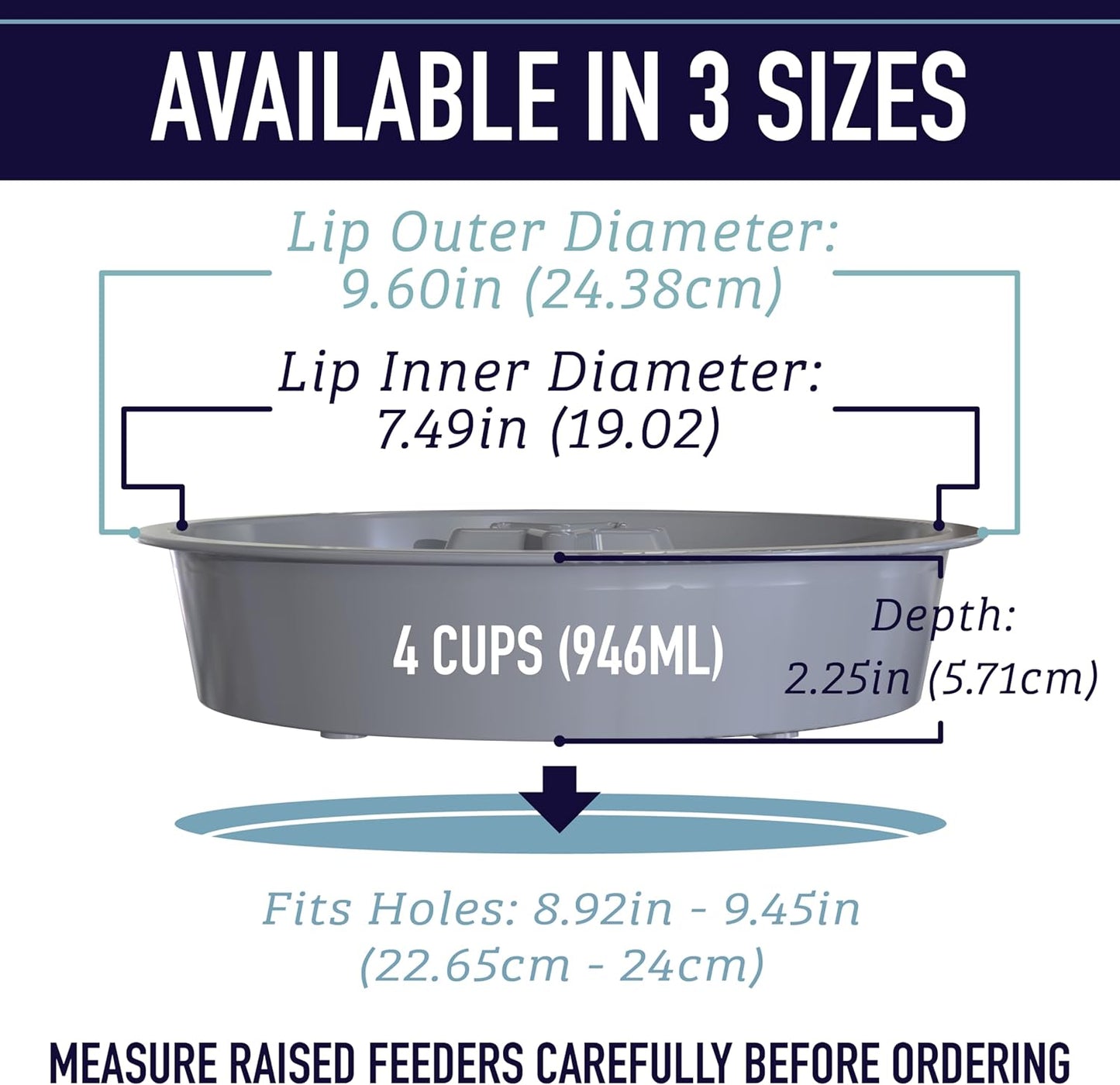 Leash Boss Slow Feeder Dog Bowls (1.5 Cup) Puzzle Dog Food Bowl with Feeder Holes, Fits into Elevated Pet Feeders, Slow Eating for Large, Medium & Small Sized Breeds - Gray