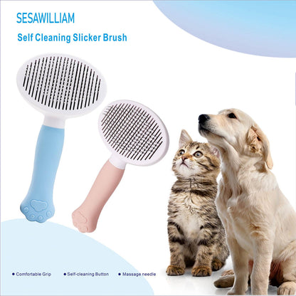 Pet Self Cleaning Slicker Brush-Shedding Slicker Brush for Dogs & Cats & Haired Small Pets, Suitable Short, Medium, and Long for Shedding & Haired Pets- Comfortable Grooming (pink)