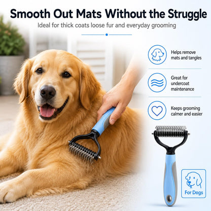 Pet Knotter Dog Grooming, Professional Deshedding Brush Cat Brushes for Shedding Comb Remove Loose Hair Undercoat Fur and Knots Safely Double Sided Dematting Detangler Remover Removing Flea Rake