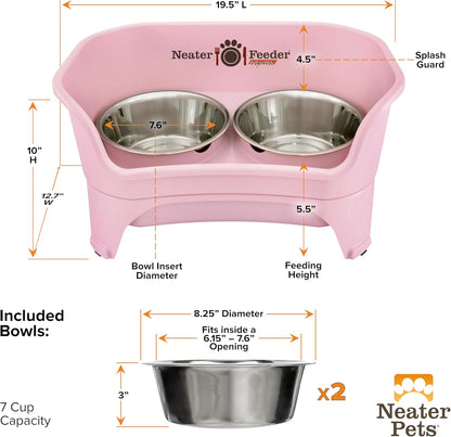 Neater Feeder Express Mess Proof Dog Bowls Elevated for Small Breeds under 15 Lb, Made in USA, No Spill Raised Dog Food Bowl Stand, Stainless Steel Food and Water Bowl Set, Feeding Station, Cappuccino