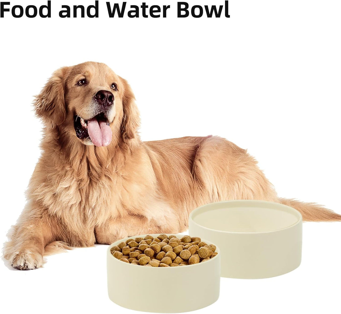 Havniva 8.3inch Ceramic Raised Dog Bowl with Stand, Elevated Dog Bowls for Large Breed Dog Food and Water Bowl Non-Slip Dog Dish Large Capacity Feeding Pet Water Bowl