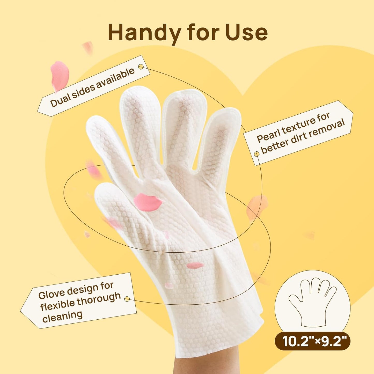 HICC PET Cleaning Deodorizing Glove Wipes for Dogs & Cats, Vet Recommended Hypoallergenic Hydrating & Nourish Fur Pet Grooming Glove Wipes, Pet Bathing Wipes for Horse Coat Care,20pcs Coconut Scent
