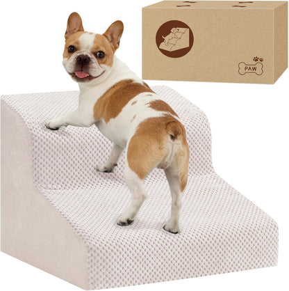 Dog Stairs for Small Dogs, 2-Step Dog Steps for Couch Sofa and Chairs, High-Density Foam Pet Steps Ramp with Removable Washable Cover for Older Injured Puppy Dogs and Cats, 11.81" H, Grey