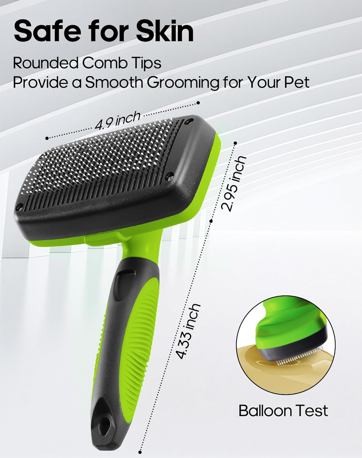 Self Cleaning Shedding Brush - Skin Friendly Grooming Tool for Dogs, Cats, and Puppies, Deshedding and Hair Removal for Long and Short Haired Pets (Green)