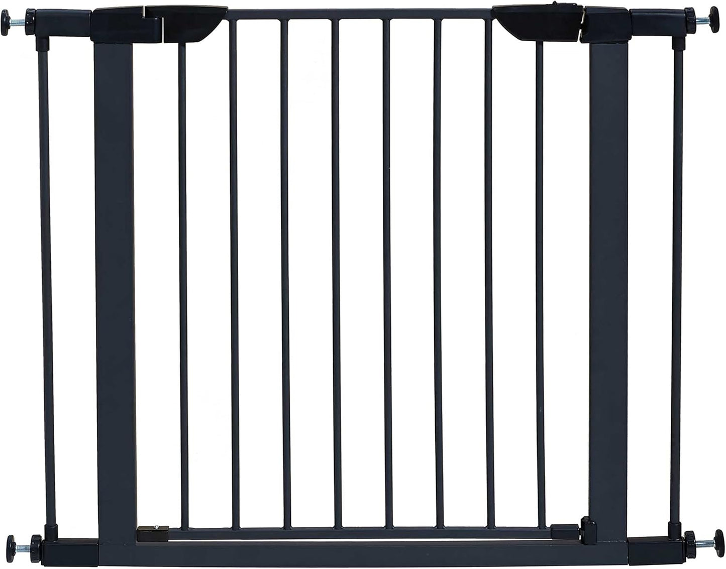 MidWest Homes for Pets 39-Inch High Walk-Thru Pressure Mounted Steel Dog Gate, Expands to 38 Inches Wide, Includes 3-inch Extensions, Textured Graphite