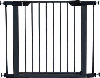 MidWest Homes for Pets 39-Inch High Walk-Thru Pressure Mounted Steel Dog Gate, Expands to 38 Inches Wide, Includes 3-inch Extensions, Textured Graphite
