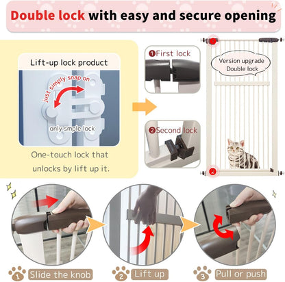 Lumizone Extra Tall Cat Gate 61.02" High Pressure Mounted Extra Wide 30.12"-34.05" (17Sizes) 1.37" Gap No Drilling Auto-Close Tall Pet Gate for Dogs (Black, 30.12"-34.05" W)