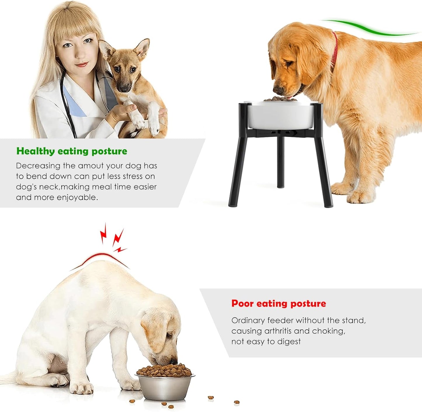 Elevated Dog Bowls for Large and Extra Large Dogs, Adjustable Width Dog Bowl Stand for 7-10.6" Wide Bowls, Food and Water Feeder, 13.7 in Tall Single Holder (Bowl Not Included)