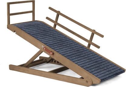 Dog Ramp for Beds, Cars, Couches, Dog Steps Anti-Slip Surface, Dogs Ramps for Old Small Pet,High Traction with Platform, 7 Adjustable Heights 16" to 27" Up, Portable Stairs Design for Dogs, 45.3" Long