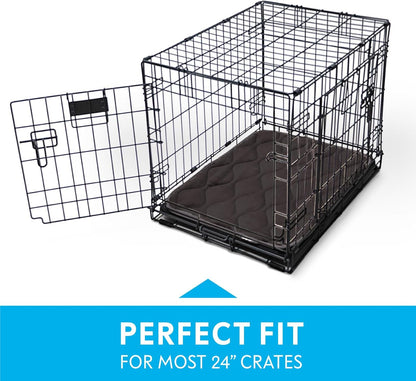 Paw Inspired Washable Padded Crate Mats for Dogs | 29” x 18” Pad, Fits 30-inch Kennels | Leakproof, Waterproof Bottom, Plush Pet Beds (Gray)