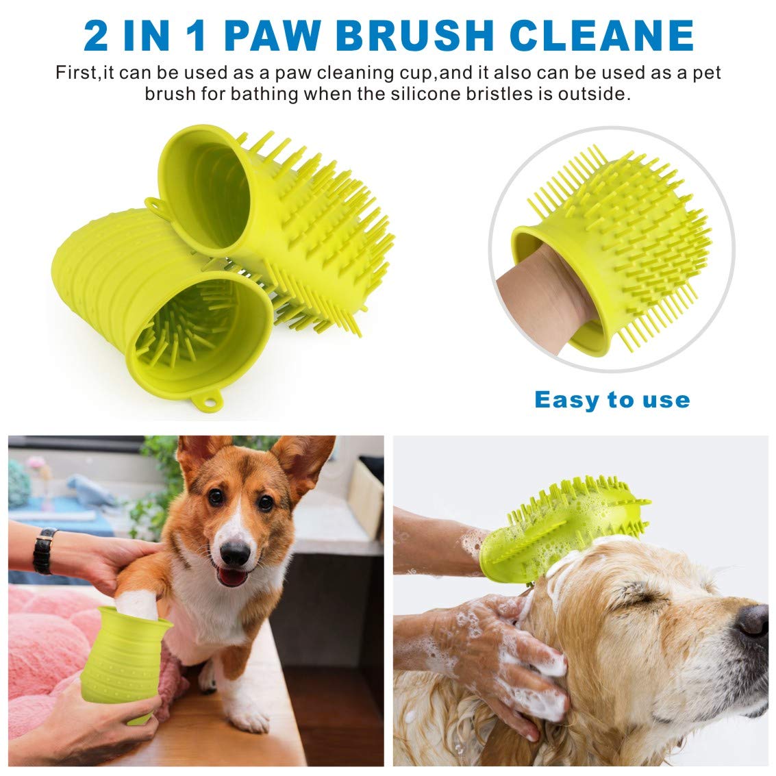 Idepet Dog Paw Cleaner Cup with Towel Pet Foot Washer Protable Dogs Cleaning Brush for Puppy Cats Massage Grooming Dirty Claws (Purple)