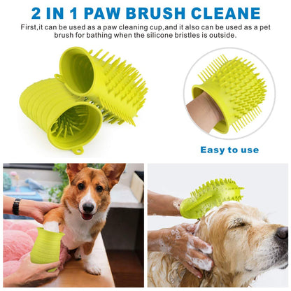 Idepet Dog Paw Cleaner Cup with Towel Pet Foot Washer Protable Dogs Cleaning Brush for Puppy Cats Massage Grooming Dirty Claws (Purple)