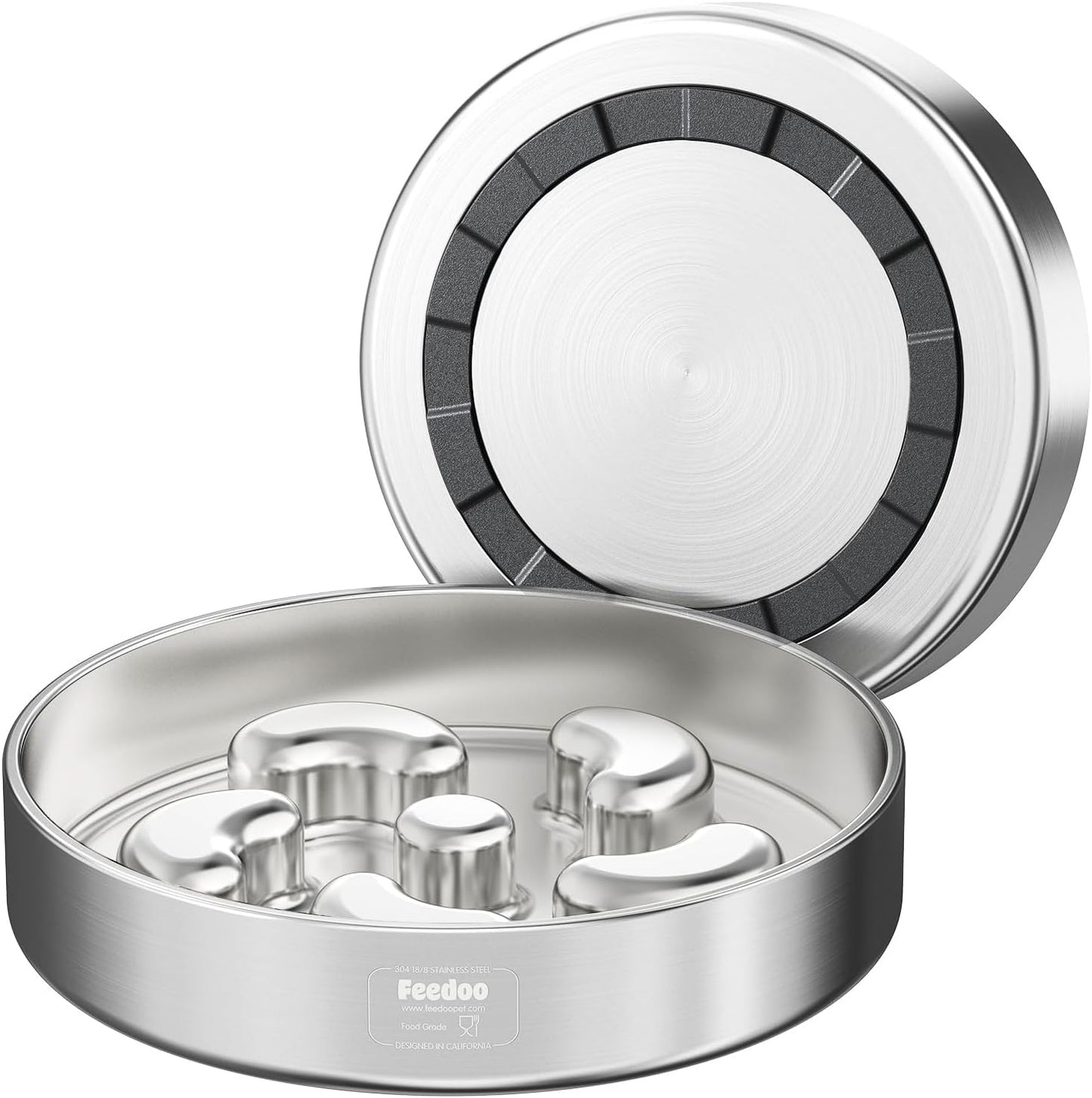 Slow Feeder Dog Bowl-1Cup for Small Puppy, Double-Layer 304 Stainless Steel Puzzle Bowl, Anti-Choking for Fast Eaters, Heavy-Duty Non-Slip Base, Dishwasher Safe