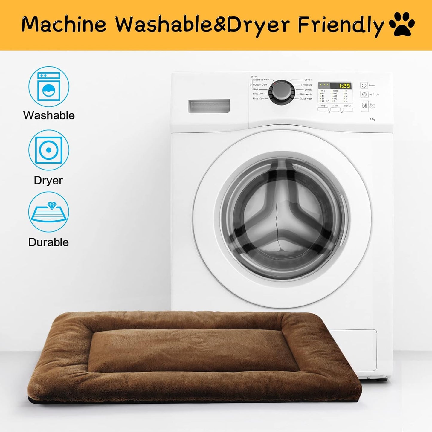 Dog Beds Crate Pad for Medium/Large Dogs Fit Metal,Ultra Soft, Washable & Anti-Slip Kennel Pad for Dogs Cozy Sleeping Mat,Gray 36inch