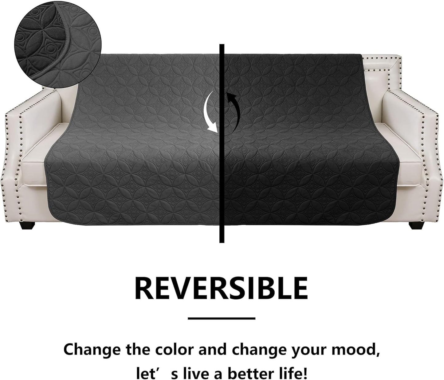 Waterproof Dog Blanket, 30x30 inches Small Pet Couch Covers for Sofa, Chair Bed Furniture Protector from Dogs Washable and Reversible-Lightgrey+Darkgrey