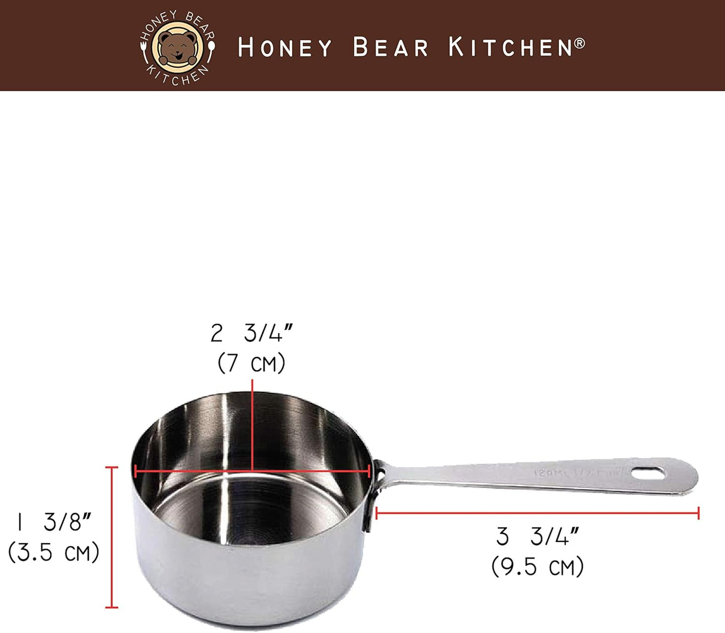 Honey Bear Kitchen 1/4 Cup 60 ml Leave-in Canister Scoops, Polished Stainless Steel (Set of 2)