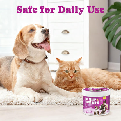 No-Rinse Dog Dental Care Wipes, Cat & Dog tooth brushing kit, Dog Wipes for Pet & Cat Teeth Cleaning, Dog toothbrush Finger Dental Wipes to Remove Plaque & Tartar, Disposable Dog Wipes - 50 Count