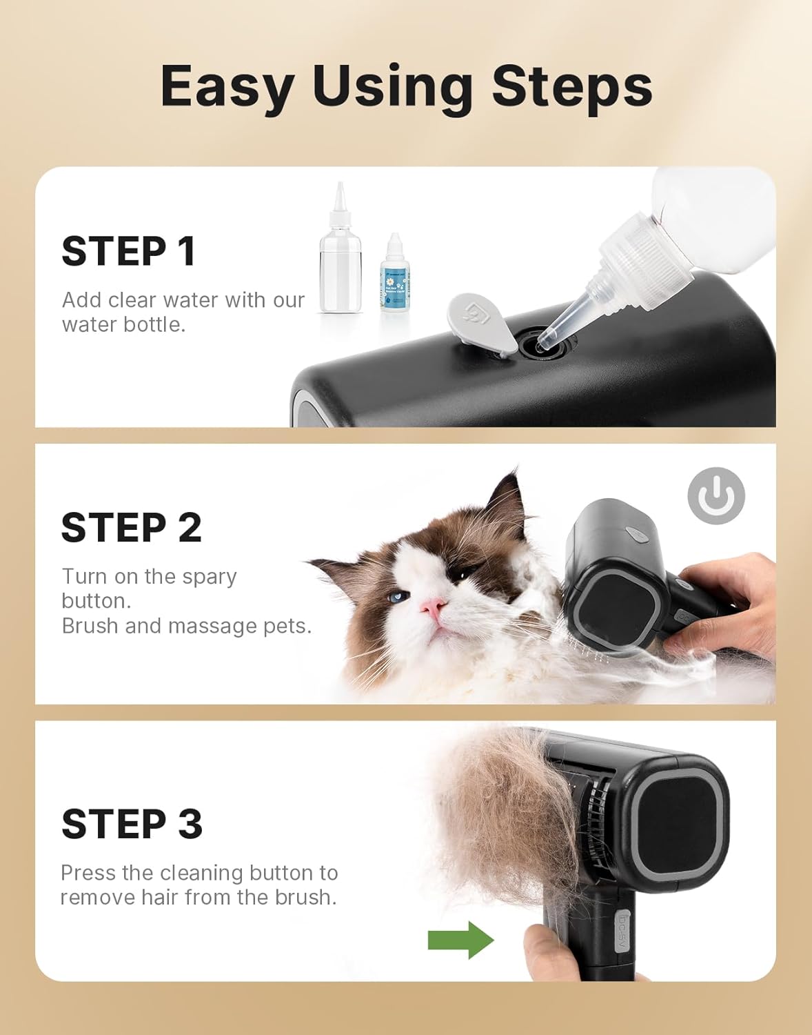 4-in-1 Cat Brush for Shedding, Undercoat Dog Grooming Rake for Deshedding Dematting, Hair Removal Comb Brush for Long & Short Haired Indoor Pets