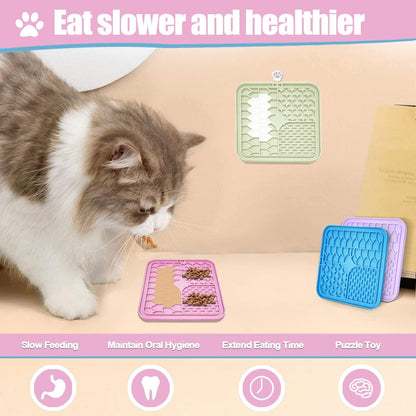Lick Mat for Dogs and Cats，Cat Licking Pad with Suction Cups for Dog Anxiety Relief，Dog Peanut Butter Lick Pads for Dogs Perfect for Bathing Grooming,Slow Feeders for Dogs and Cats,4Pack