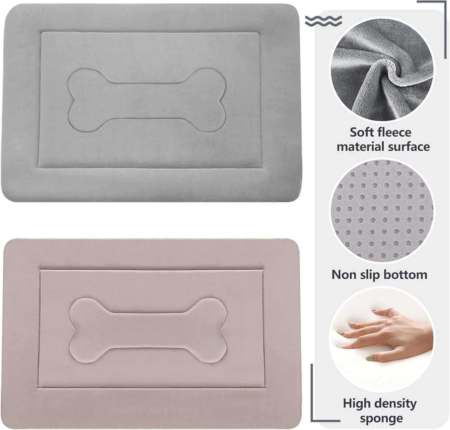 Large Dog Bed Soft Dog Crate Pad Mat 42 in Non-Slip Bottom Washable Dog Sleeping Mattress Pet Beds Cat Bed Kennel Pad, Dark Gray