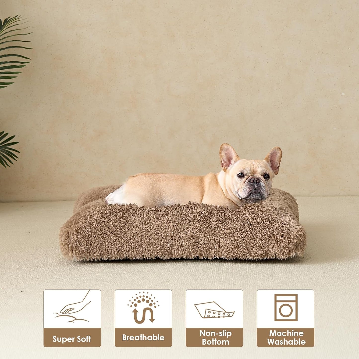 EHEYCIGA Fluffy Dog Crate Bed for Medium Dogs, Plush Faux Fur Crate Pad, Calming Anti Anxiety Medium Dog Bed, Washable Soft Warm Crate Mat with Non-Slip Bottom