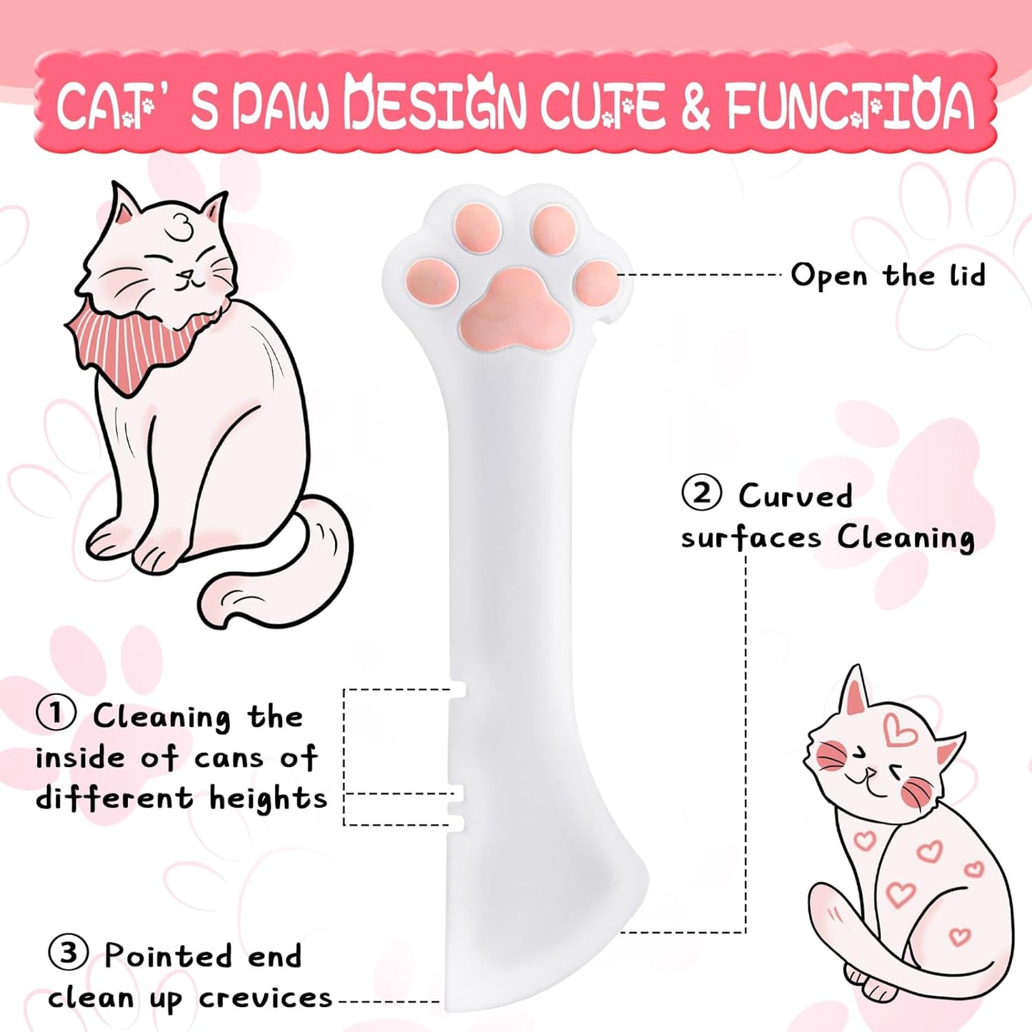 Uiifan 8 Pcs Cat Food Can Covers Lids Set, Silicone Pet Food Can Lids with Multi-Function Cat Foods Spoon and Opener, Silicone Wet Foods Spoon for Cats and Dogs(Pink)