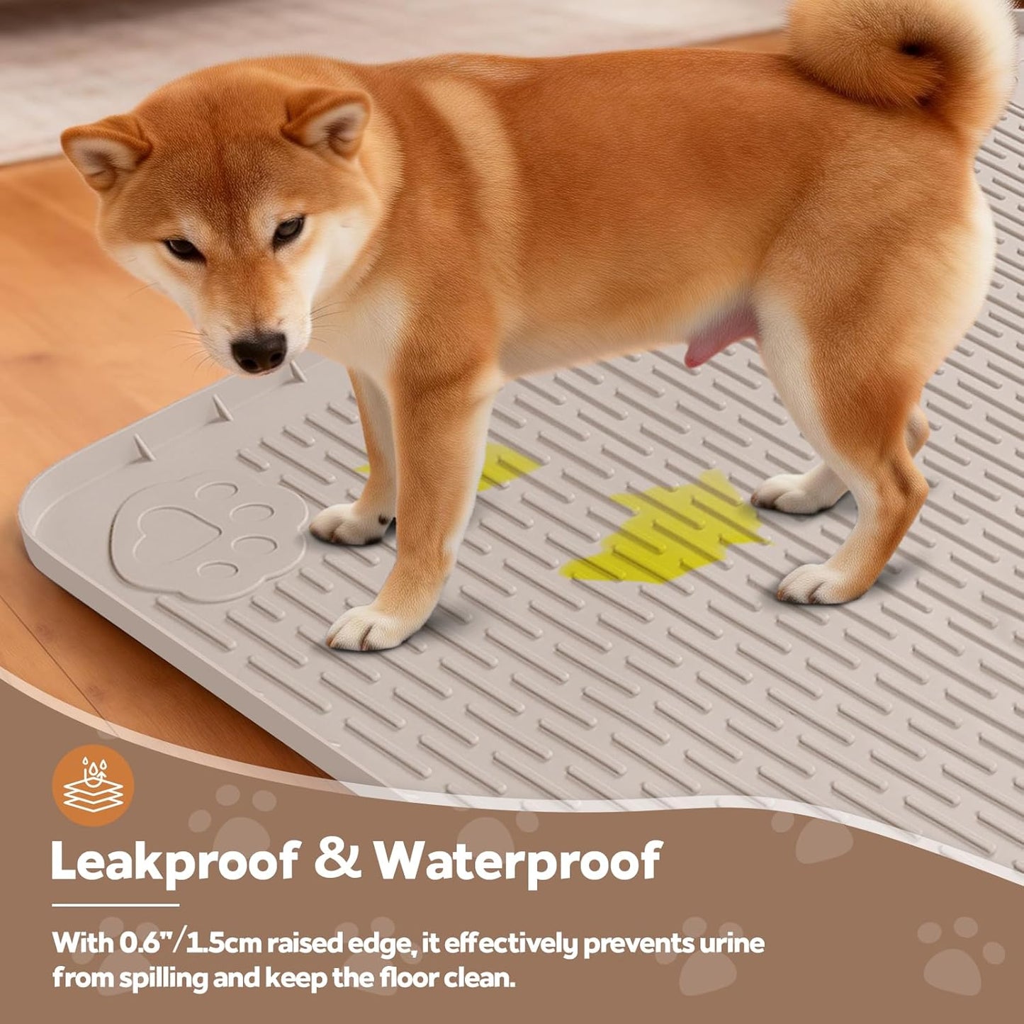 Silicone Dog Crate Mat, 50"x35" Under Dog Crate Kennel Pad with Raised Edge, Washable Dogs Bed Mat, Waterproof, Leakproof, Protect Floors (Green)