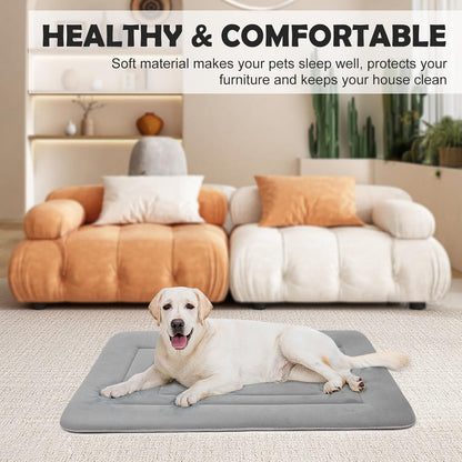 Dog Bed Soft Dog Crate Bed Pad Mat, 42 in Non Slip Bottom Washable Beds for Large Dogs, Pet Bed Mattress Kennel Pad, Dark Gray