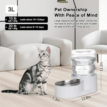 RIZZARI 8L Elevated Pet Water Dispenser – Stainless Steel Gravity Waterer with Auto-Refill Design for Medium and Large Dogs & Senior Pets -Comfortable Drinking Height for Living Rooms,Multi-Pet Homes