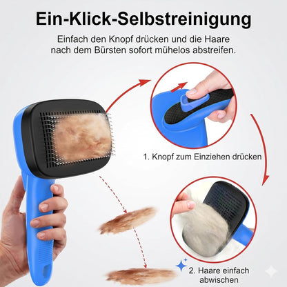 One-Button Self Cleaning Pet Brush for Dogs & Cats, Skin-Friendly Detangling & Shedding Tool for Long and Short Hair, Retractable Grooming Comb, Purple
