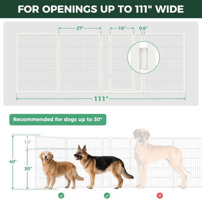 FXW Dog Gate Extra Wide Designed for Indoor Use, Adjustable Width Up to 183-inch Wide (24" H 8 Wire Panels for Puppies and Small Dogs), Black