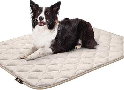 Paw Inspired Washable Padded Crate Mats for Dogs | 29” x 18” Pad, Fits 30-inch Kennels | Leakproof, Waterproof Bottom, Plush Pet Beds (Gray)