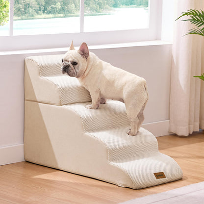 ZOMISIA Dog Stairs Ramp for High Beds Up to 25" - 5 Step Pet Stairs for Small to Large Dogs, 35D Foam Dog Steps for Couch with Non-Slip Bottom Grey