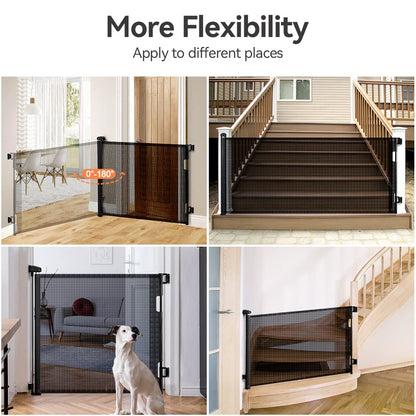 COMOMY 118" Retractable Baby Gates Extra Wide, Retractable Dog Gate for Large Openings, Extra Long Dog Gates for The House, Extra Large Mesh Pet Gate for Stairs, Doorways, Hallways, Indoor&Outdoor