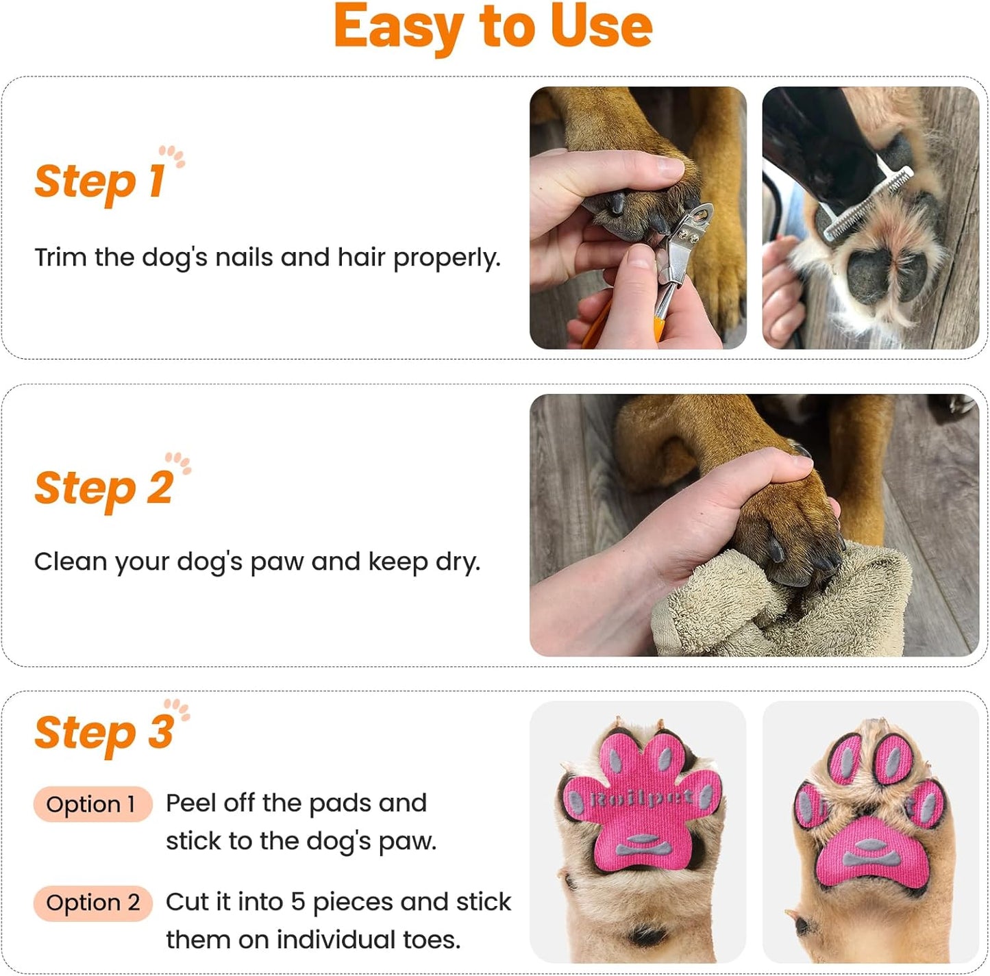 Dog Paw Protector Anti-Slip Pads, Toe Grips for Senior Dogs to Prevent Slipping on Hardwood Floors, Stronger Self-Adhesive Paw Pad Provide Traction for Elderly, Injured Pets (12 Sets - 48Pads, XL)
