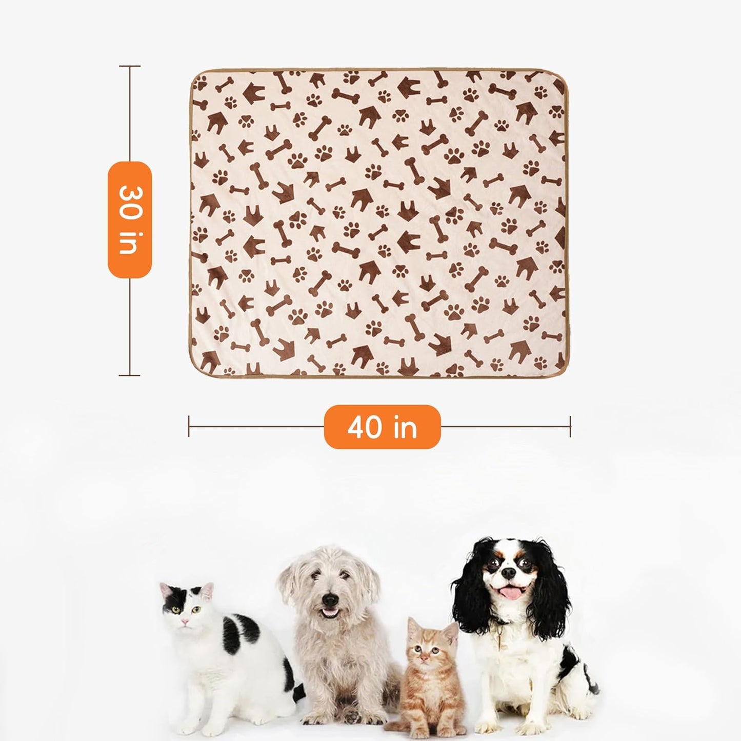 Waterproof Dog Blankets Pet Blanket 50"x60", Soft Fluffy Sofa Car Bed Protector, Reversible Sherpa Fleece Dog Blanket for Large Dogs (Dark Grey-Paws)