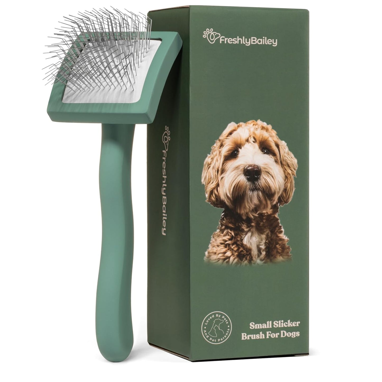 Freshly Bailey Doodle Brush for Goldendoodle, Poodle, and Labradoodle Coats - Best Slicker for Dogs With Wavy & Curly Hair - Detangle & Fluff Like a Pro - Grooming Must Haves (Large)