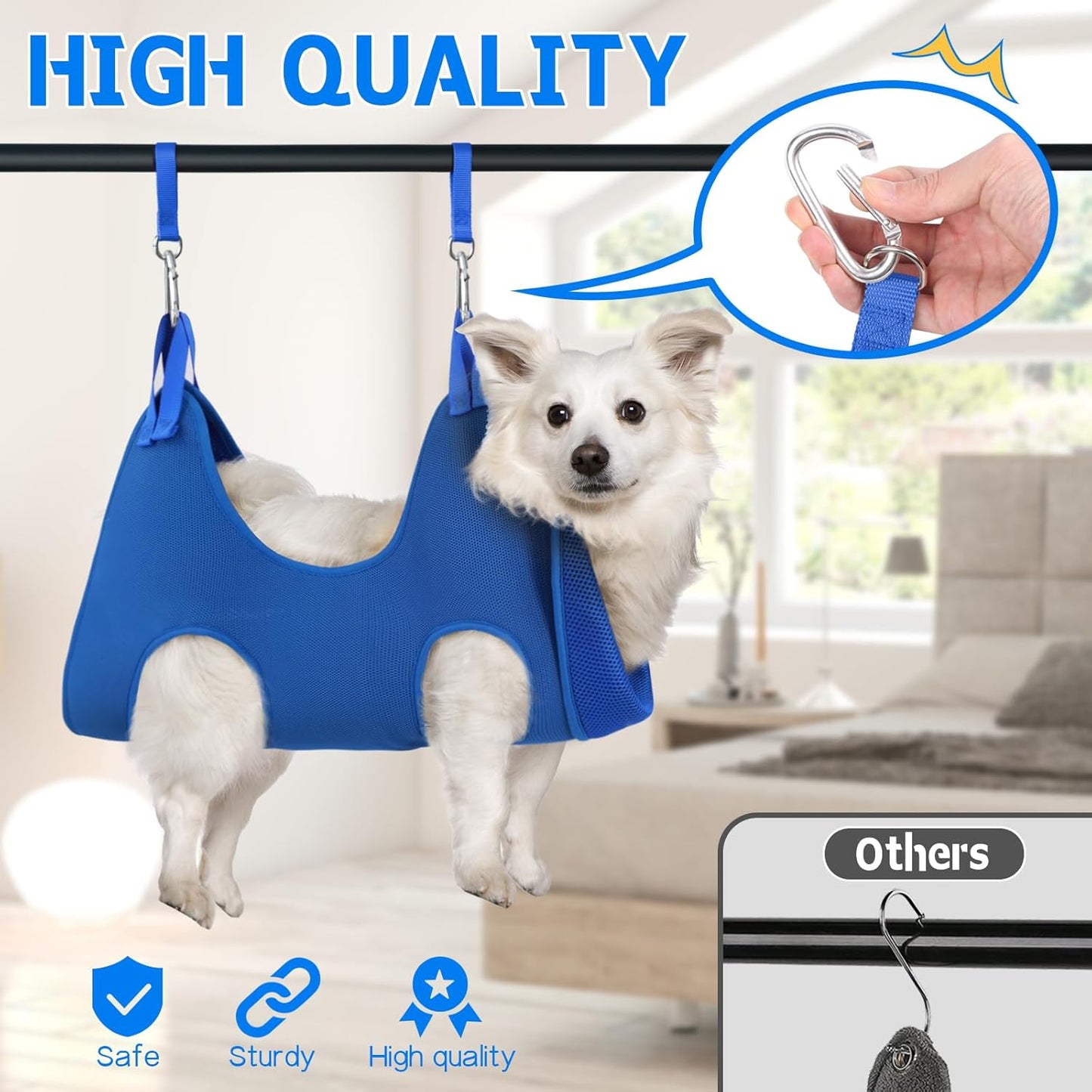 Supet Dog Grooming Hammock Harness for Dogs Cats, Relaxation Pet Nail Clipper Hammock, Restraint Dog & Small Animal Leashes Sling for Groomingk for Nail Trimming (Coral Blue, S)