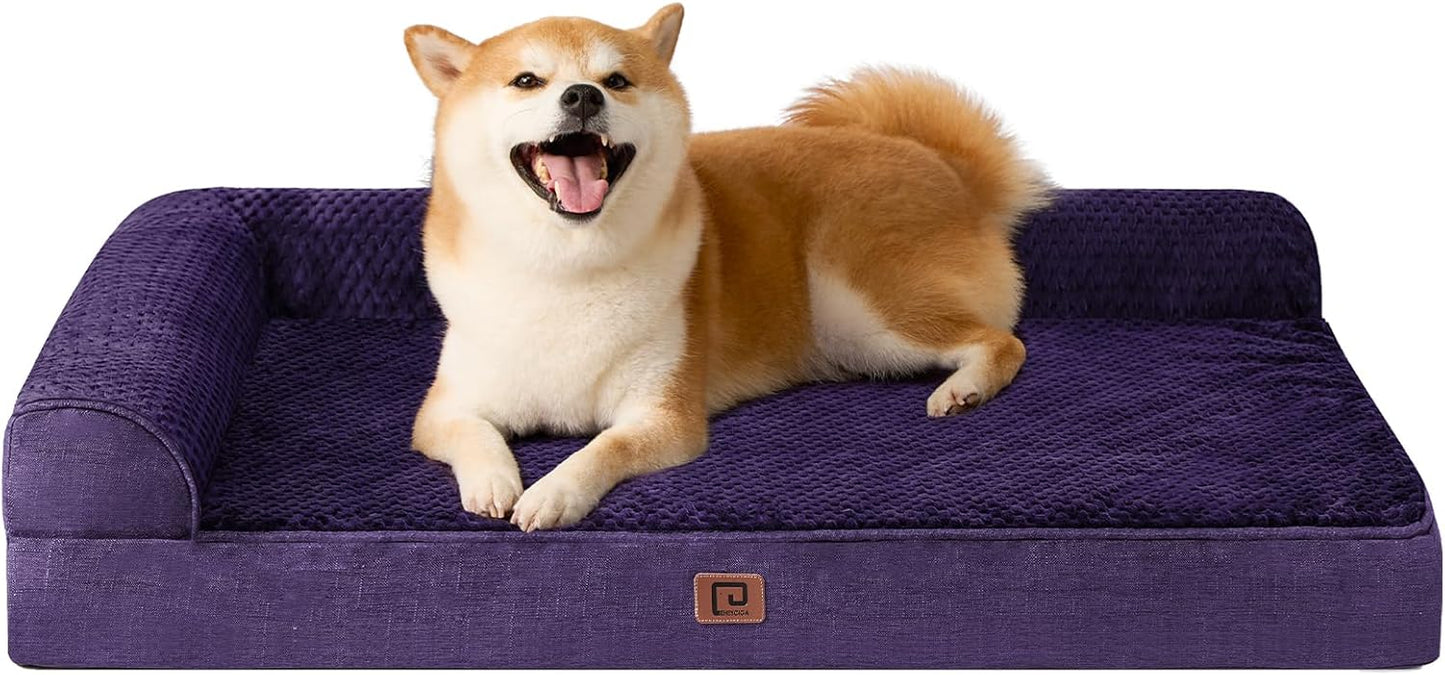 EHEYCIGA Orthopedic Dog Bed Medium Size Dogs, Memory Foam Dog Bed with Washable Removable Cover, Waterproof Pet Sofa Couch for Crate with Nonskid Bottom, 30x20x6, Grey