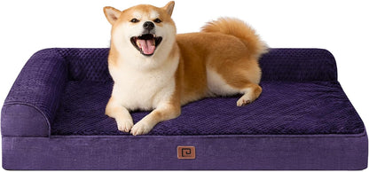EHEYCIGA Orthopedic Dog Bed Medium Size Dogs, Memory Foam Dog Bed with Washable Removable Cover, Waterproof Pet Sofa Couch for Crate with Nonskid Bottom, 30x20x6, Grey