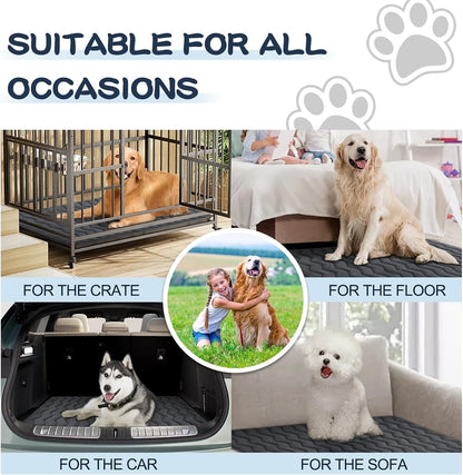 Bubble bear Dog Crate Mat - Ultra Soft, Washable & Anti-Slip Kennel Pad for Small/Medium/Large Dogs, Dark-Hued to Hide Stains (48"x30")