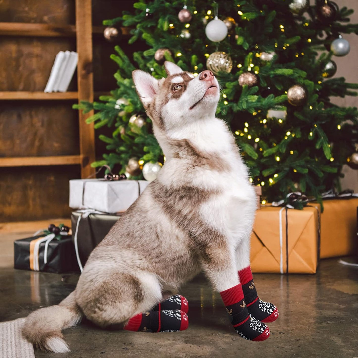 EXPAWLORER 6Pcs Anti-Slip Dog Socks to Prevent Licking Paws,Dog Shoes for Hot Pavement,Dog Booties Traction Control on Hardwood Floor,Boots & Paw Protectors, for Puppy Small Medium Large Senior Dogs