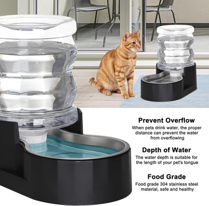 RIZZARI 8L Elevated Pet Water Dispenser – Stainless Steel Gravity Waterer with Auto-Refill Design for Medium and Large Dogs & Senior Pets -Comfortable Drinking Height for Living Rooms,Multi-Pet Homes