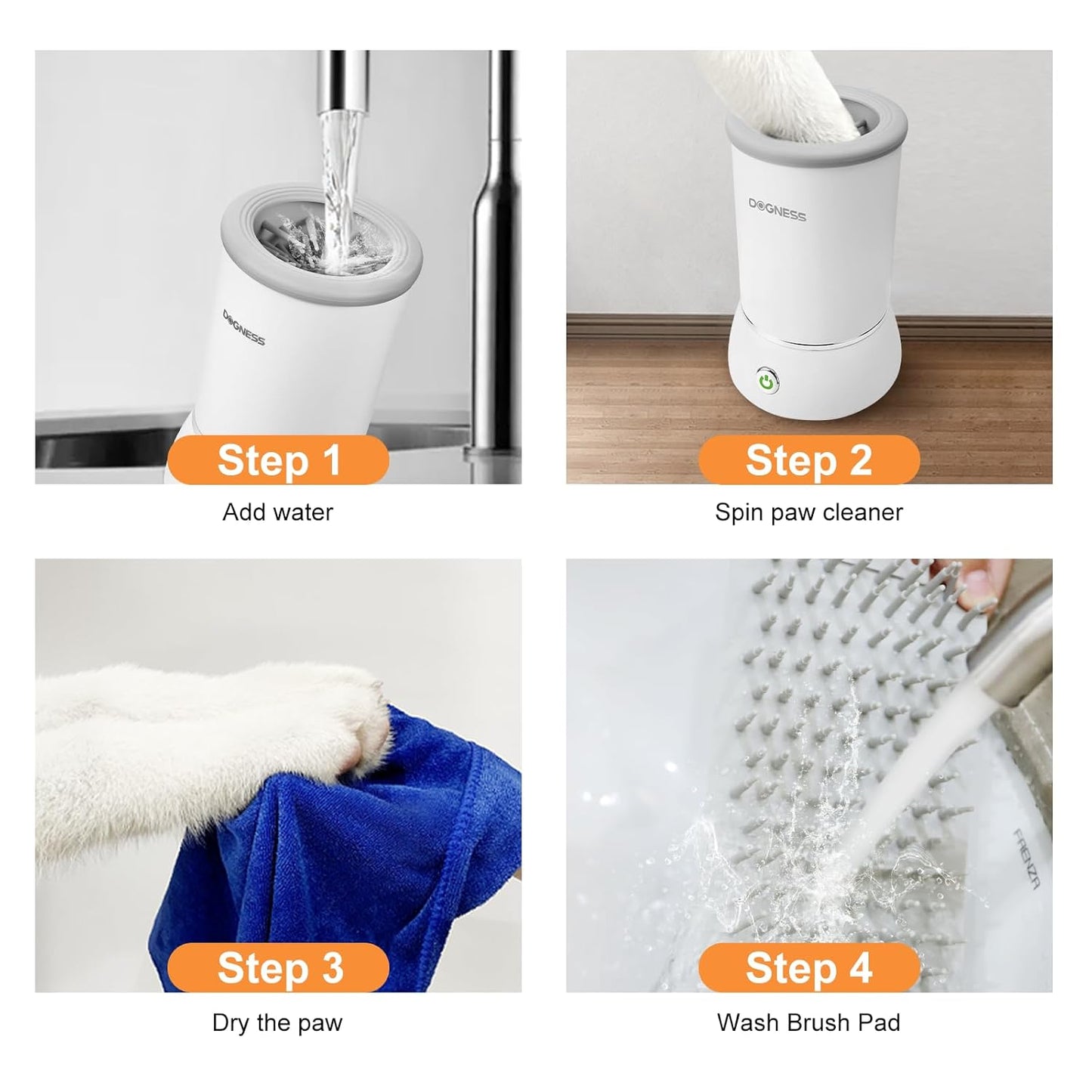 DOGNESS W01 Automatic Dog Paw Cleaner for Small to Medium Dogs (White)